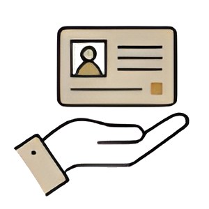 手のひらに許可証のイラスト